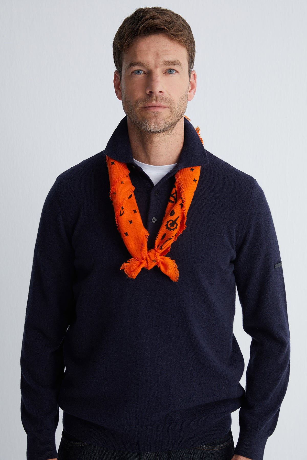 Lacivert Saf Kaşmir Erkek Polo Kazak