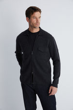 Gri Saf Kaşmir Çelik Örgü Erkek Ceket