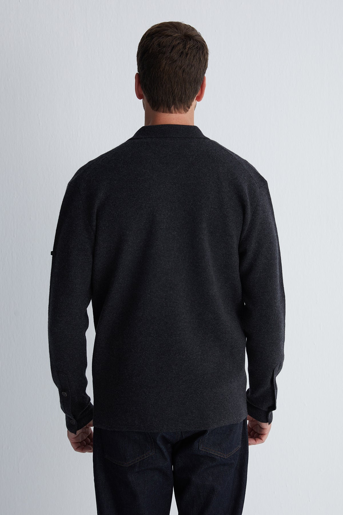 Gri Saf Kaşmir Çelik Örgü Erkek Ceket