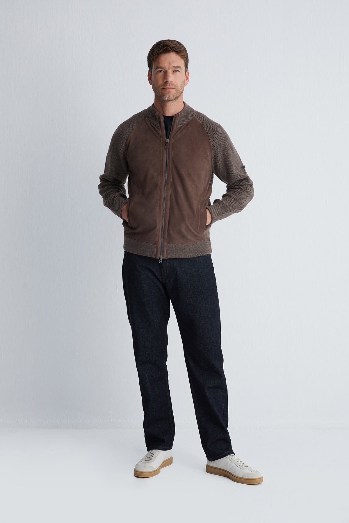 Kahverengi Kaşmirli Süet Erkek Hırka