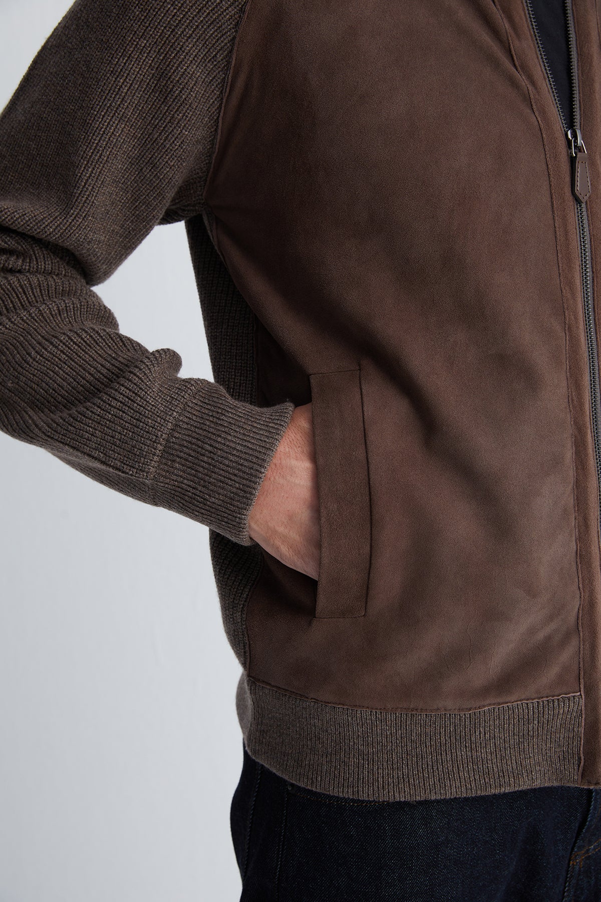 Kahverengi Kaşmirli Süet Erkek Hırka