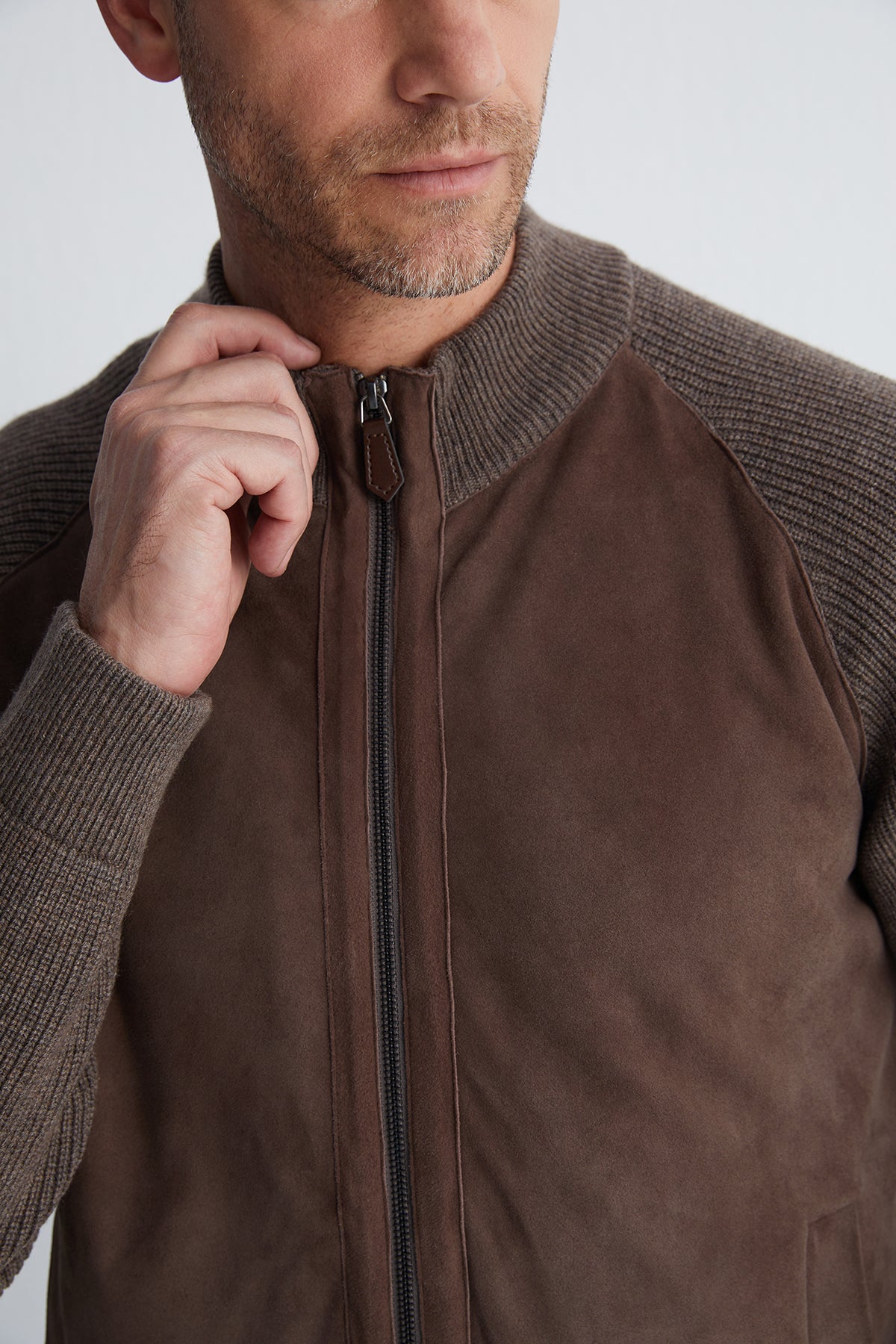 Kahverengi Kaşmirli Süet Erkek Hırka