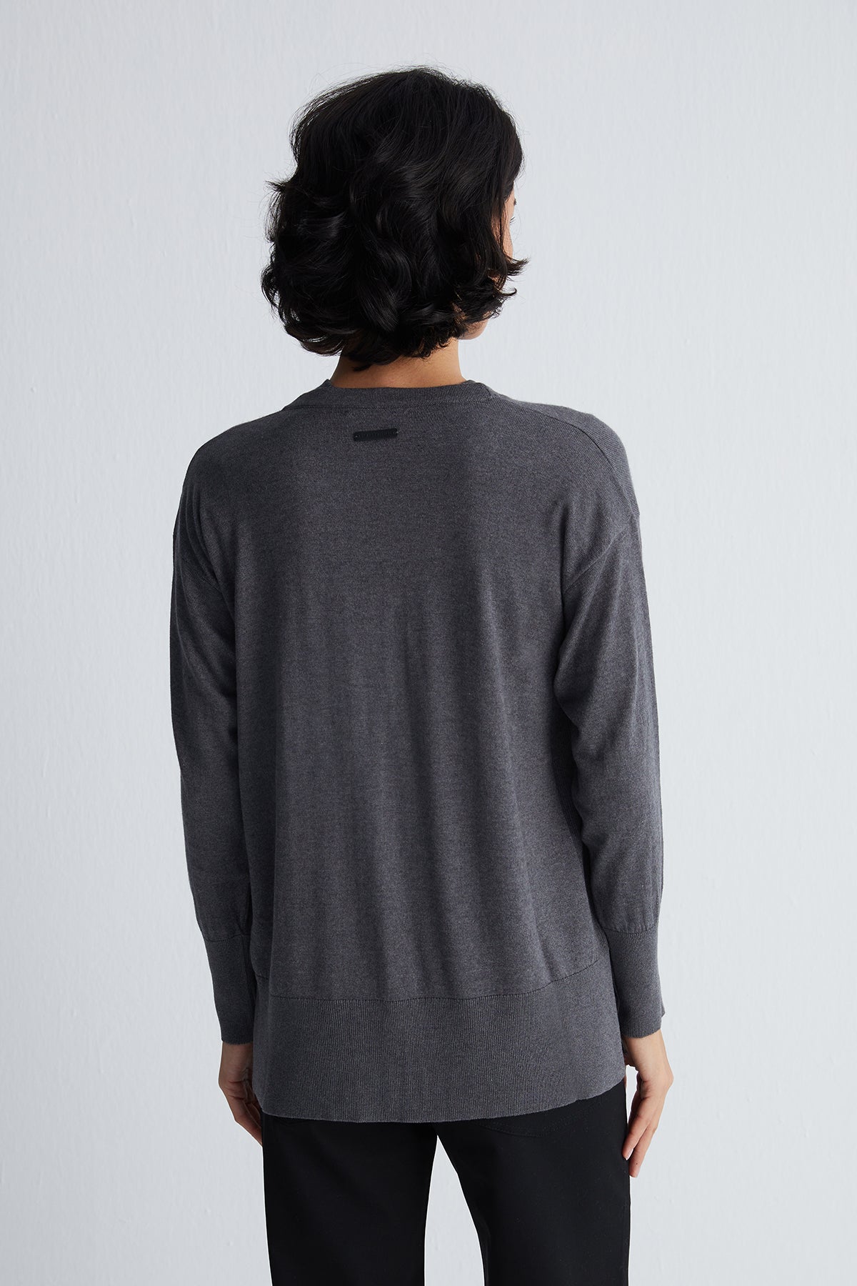 Antrasit Zoe İpek Kaşmir V Yaka Hırka