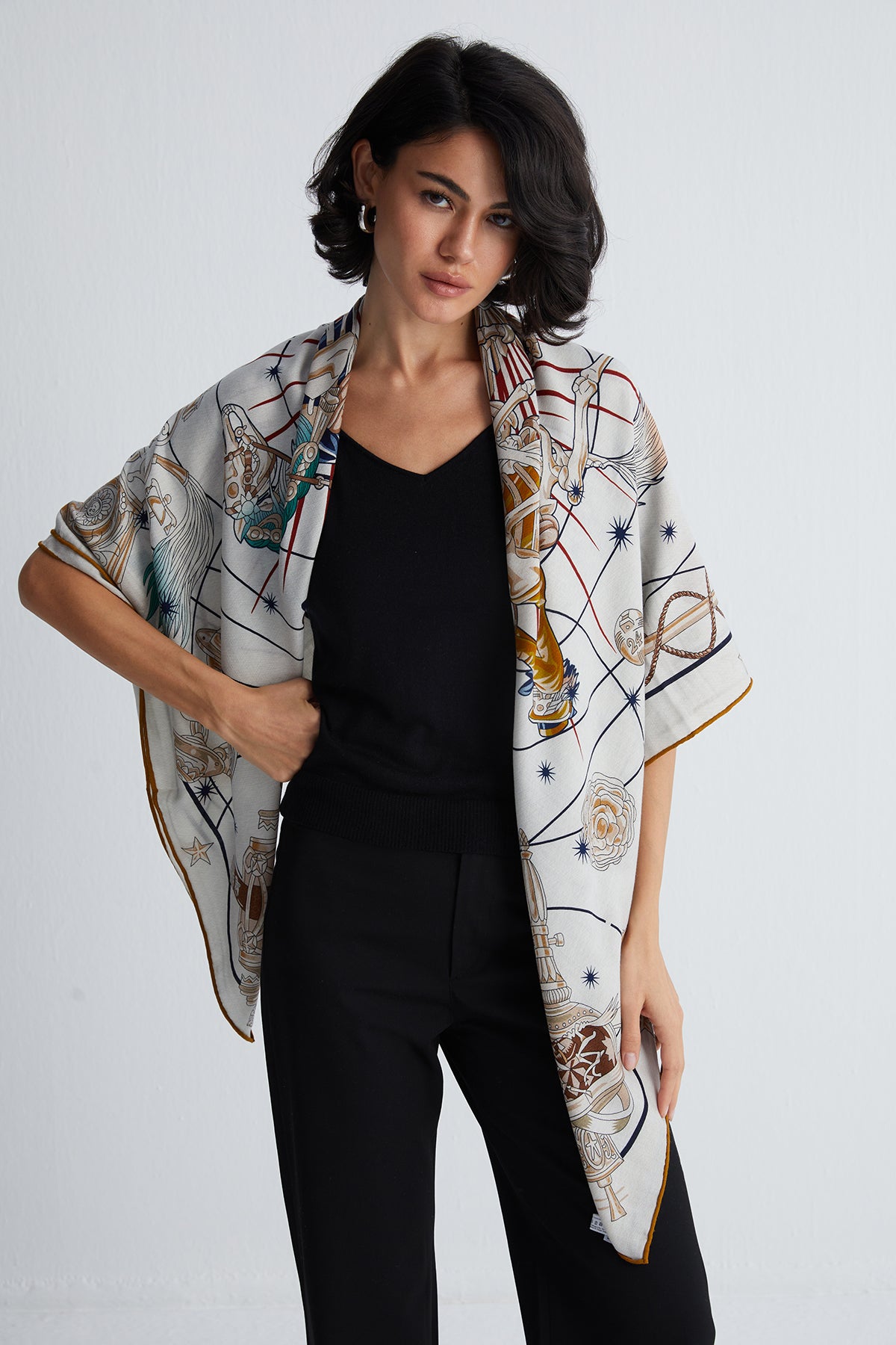 Siyah Zoe İpek Kaşmir Camisole Bluz