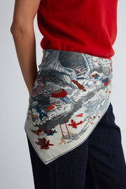 Gri Lea Saf Kaşmir Baskılı Eşarp 70x 70 cm