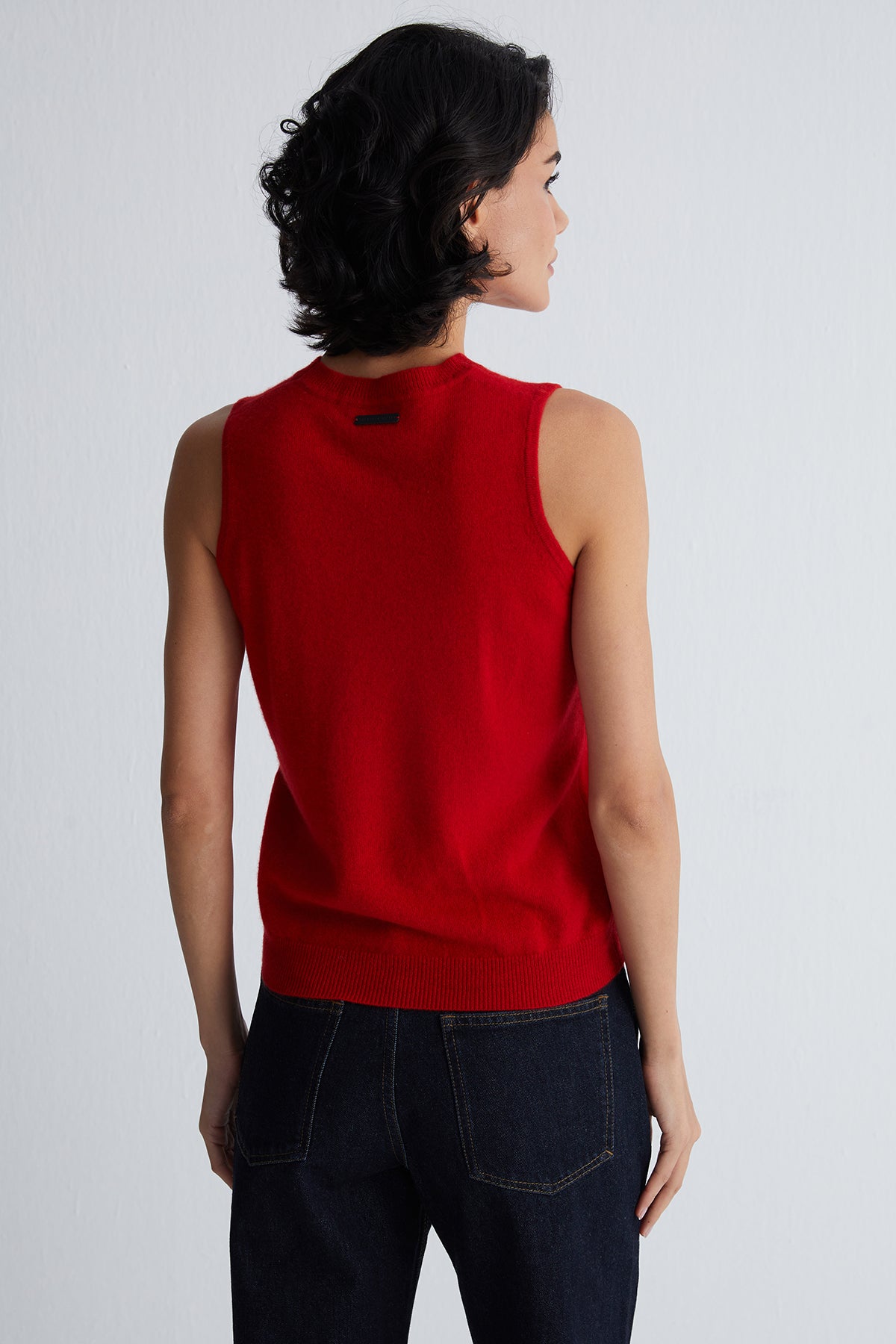 Kırmızı Alexia Saf Kaşmir Yuvarlak Yaka Süveter