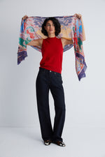 Yeşil Jas Desenli Şal 70x180 cm