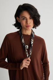 Kahverengi Lena Saf İpek Eşarp 70x70 cm