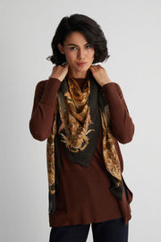 Siyah Jas Desenli Kare Şal 140x140 cm