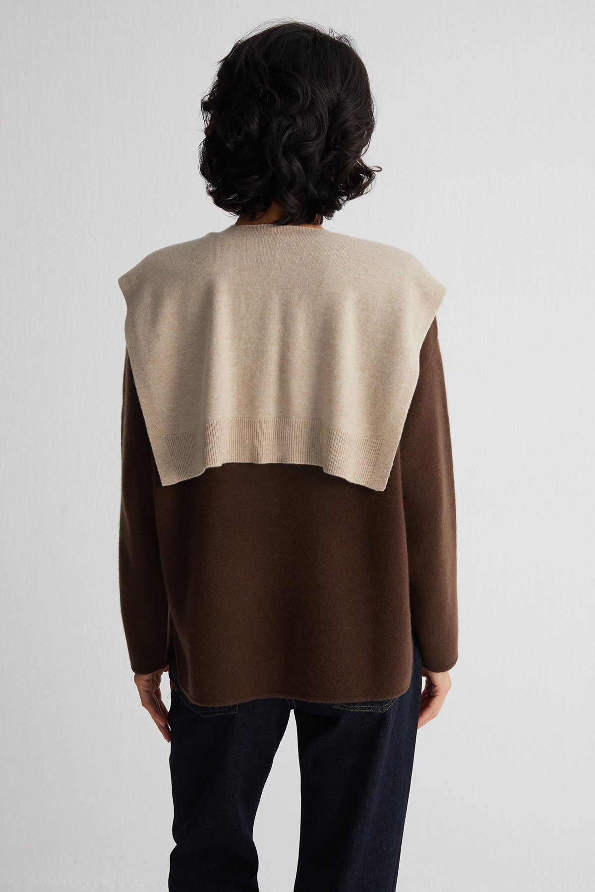 Bej Lilly Saf Kaşmir Kazak Atkı