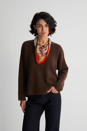 Turuncu Lea Saf Kaşmir Baskılı Eşarp 70x 70 cm