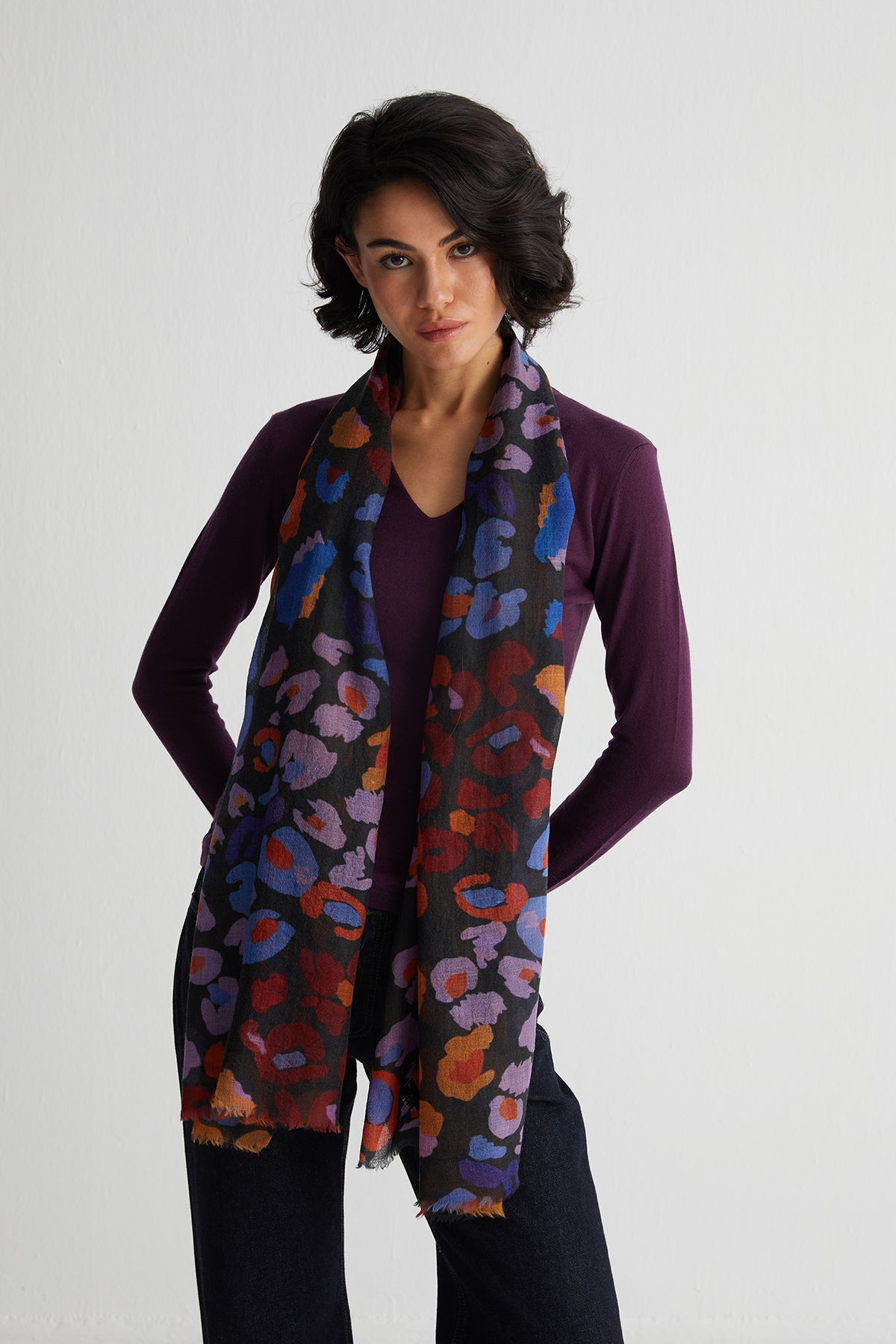 Renkli Jas Desenli  Şal 70x180 cm