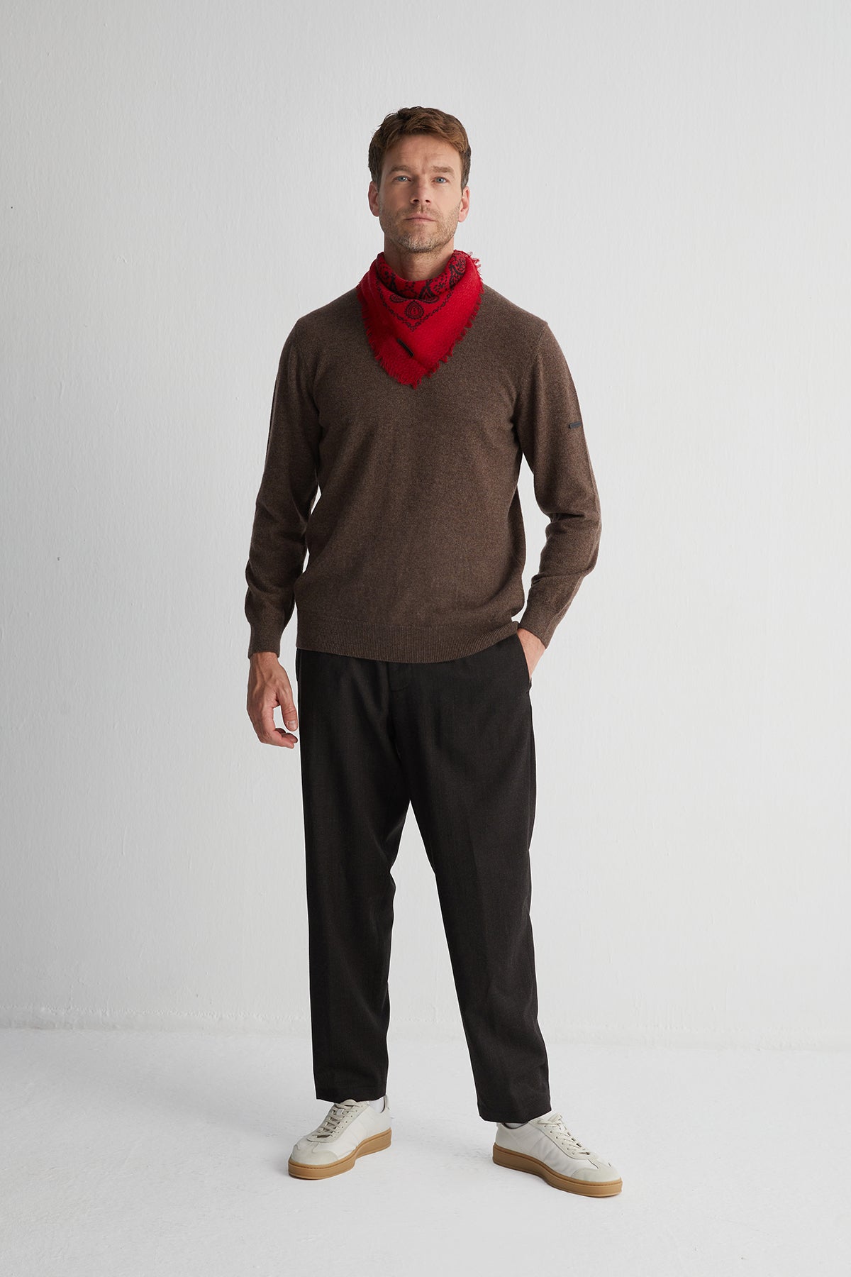 Vizon Saf Kaşmir Yuvarlak Yaka Erkek Kazak