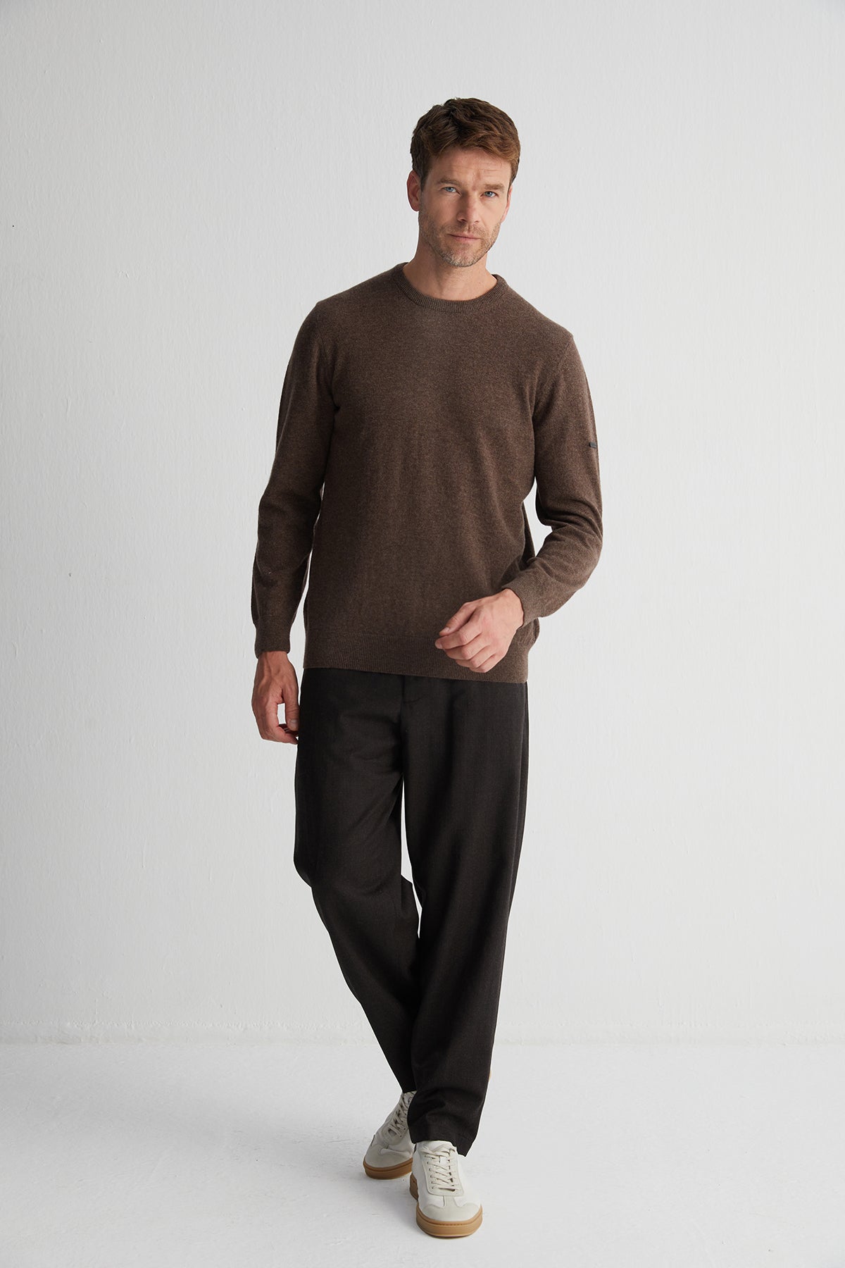 Vizon Saf Kaşmir Yuvarlak Yaka Erkek Kazak