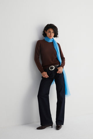 Mavi Larissa Saf Kaşmir Şal 100x230 cm