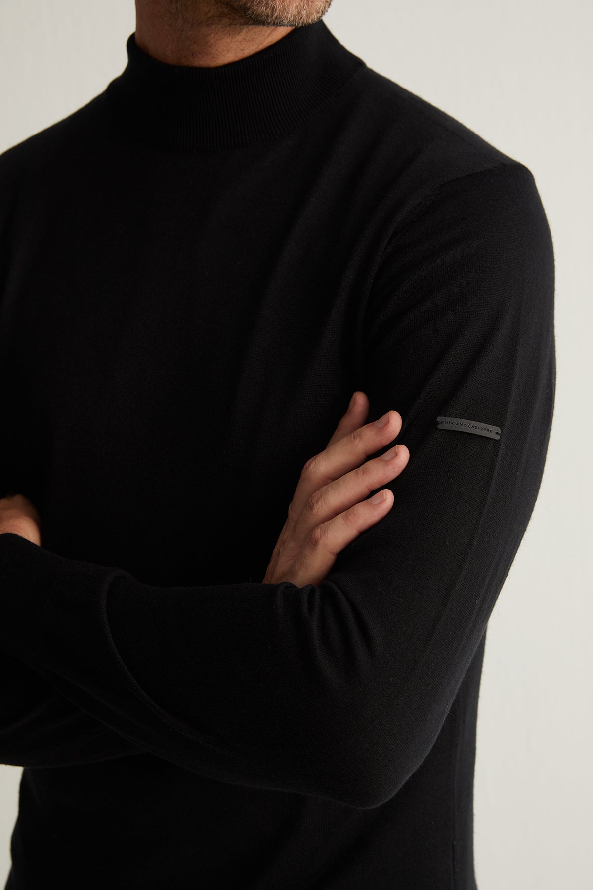 Siyah Paul İpek Kaşmir Yarım Balıkçı Triko