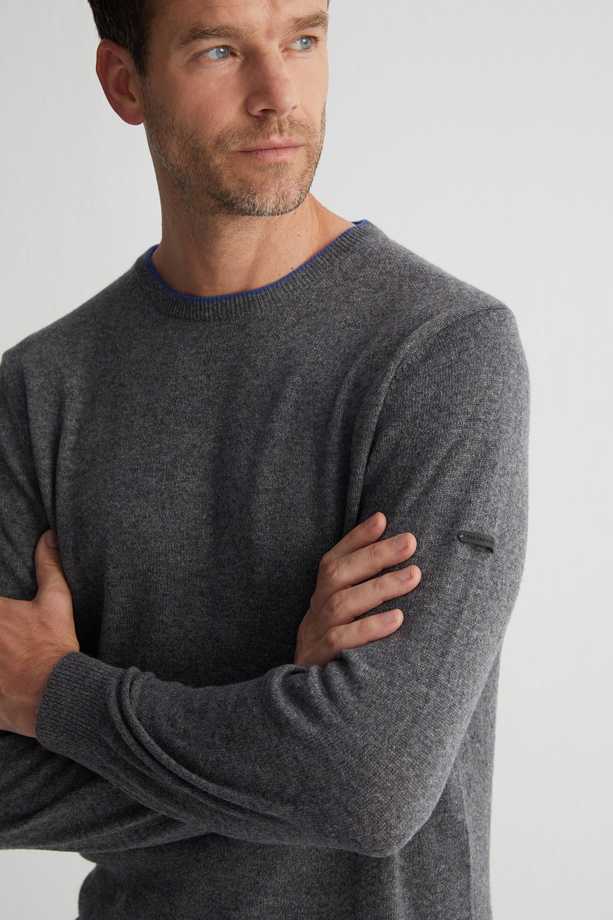 Koyu Gri Franco Saf Kaşmir Bisiklet Yaka Kazak