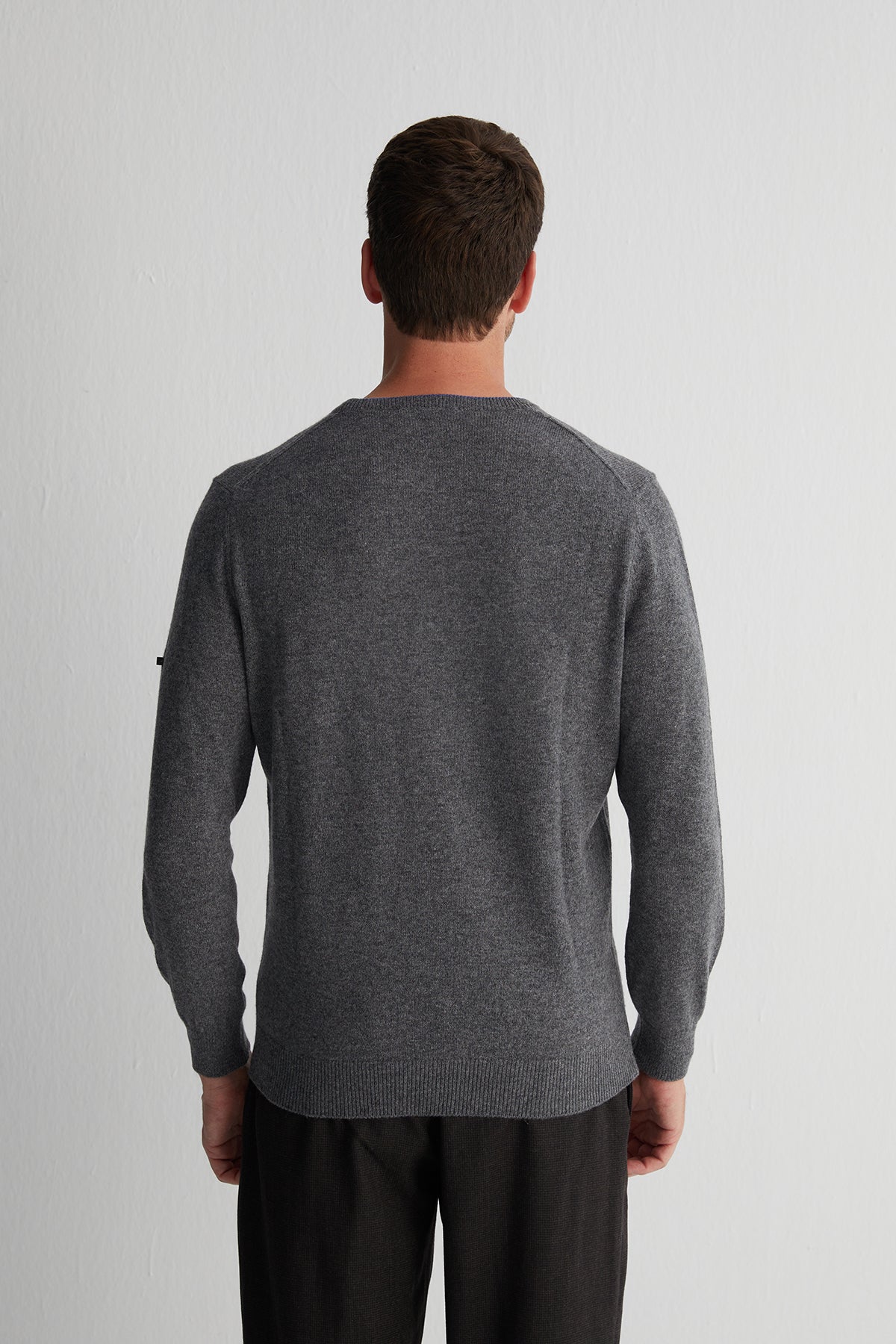 Koyu Gri Franco Saf Kaşmir Bisiklet Yaka Kazak