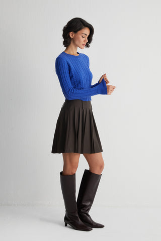 Mavi Amelia Yuvarlak Yaka Crop Kazak