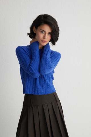 Mavi Amelia Yuvarlak Yaka Crop Kazak