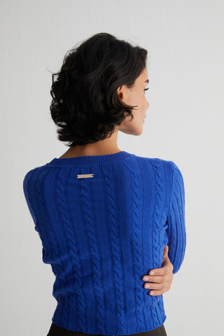 Mavi Amelia Yuvarlak Yaka Crop Kazak