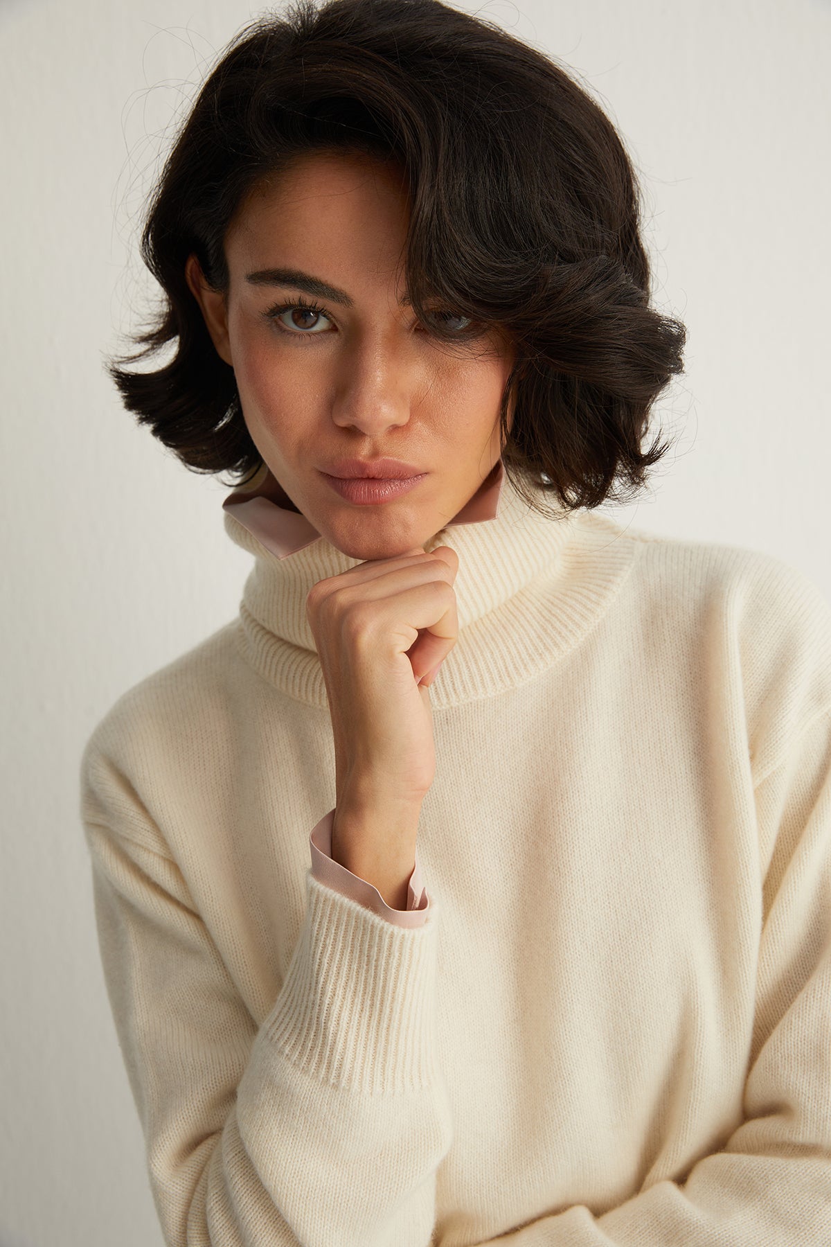 Beyaz Carla Saf Kaşmir Balıkçı Yaka T Kol Kazak