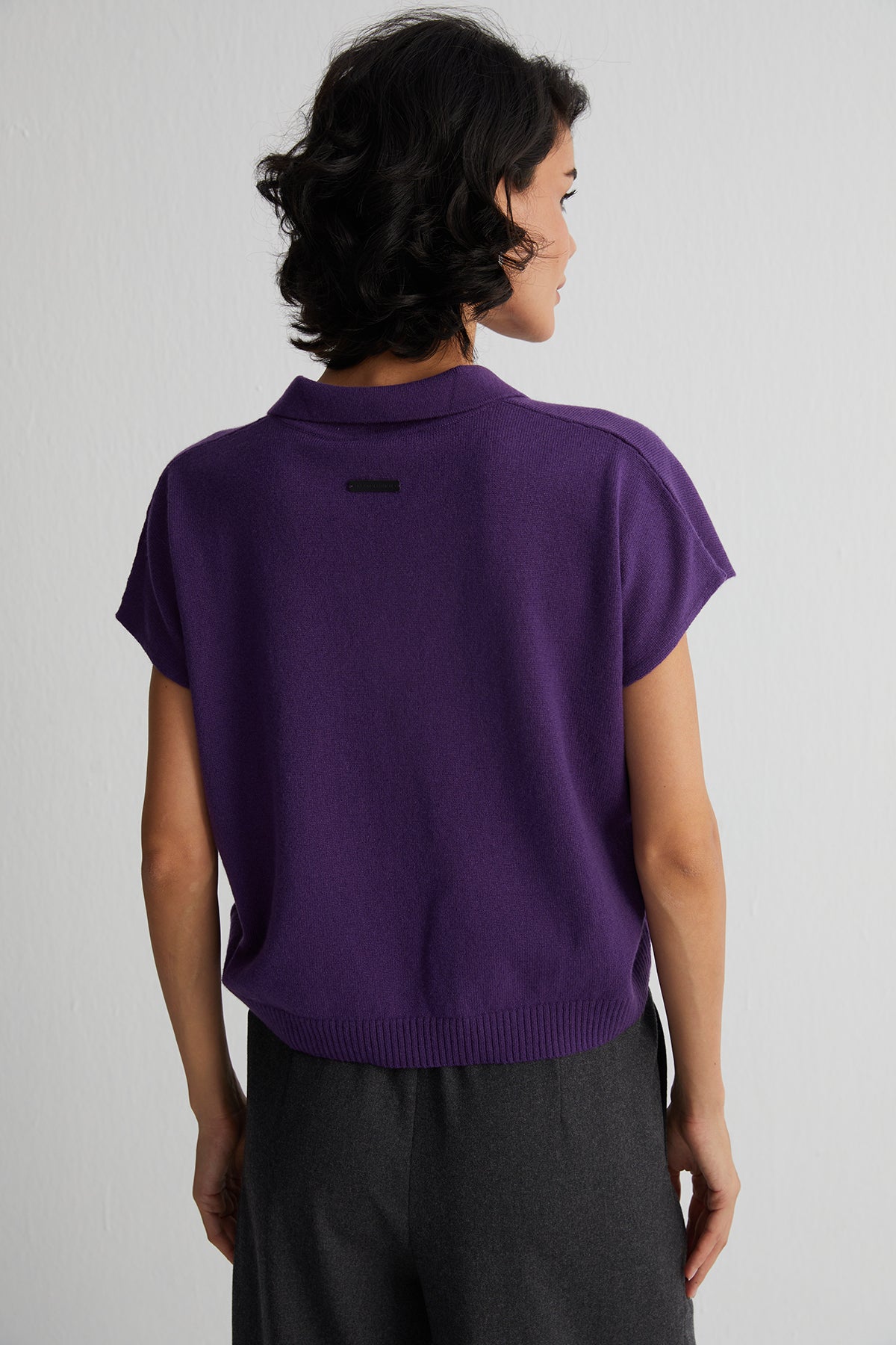 Mor Vanessa Saf Kaşmir Kısa Kollu Polo