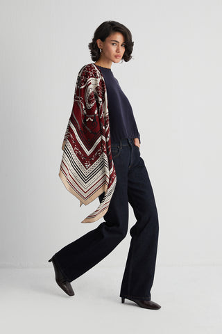 Lacivert Vanessa Saf Kaşmir Yuvarlak Yaka Crop Kazak