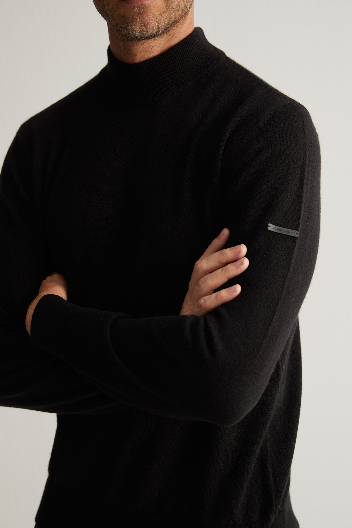 Siyah Saf Kaşmir Yarım Balıkçı Erkek Kazak