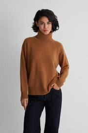 Camel Carla Saf Kaşmir Balıkçı Yaka T Kol Kazak