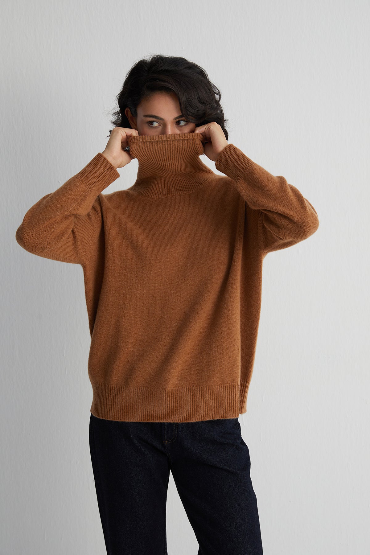 Camel Carla Saf Kaşmir Balıkçı Yaka T Kol Kazak