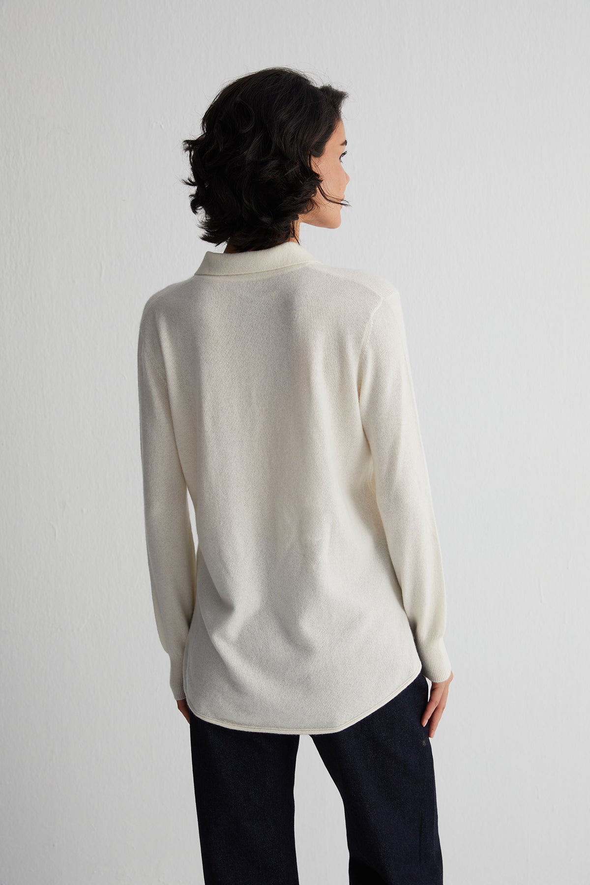 Ekru Agata Saf Kaşmir Triko Gömlek