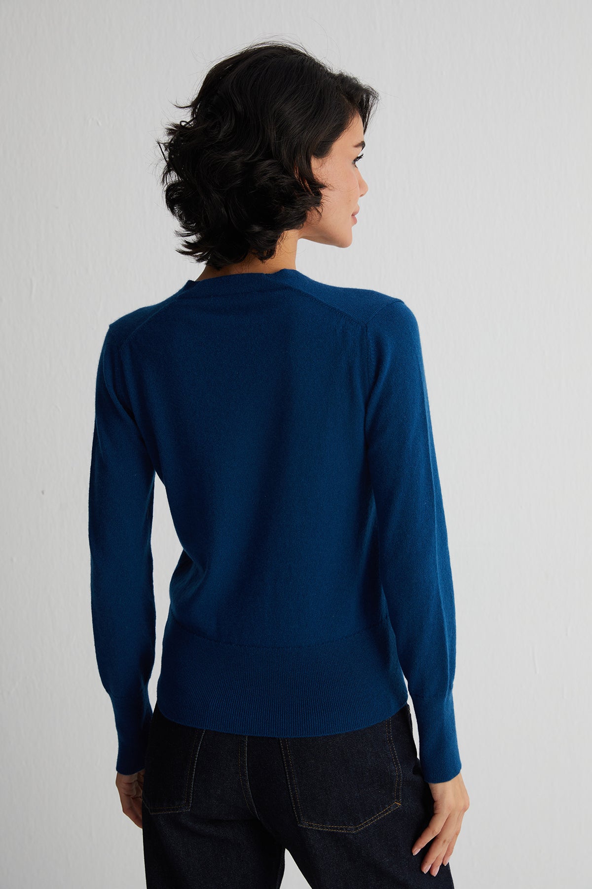 Tavuskuşu Lilly Saf Kaşmir Derin V Yaka Kazak