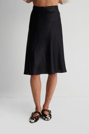 Siyah Astrid Saf İpek Etek Limited Edition