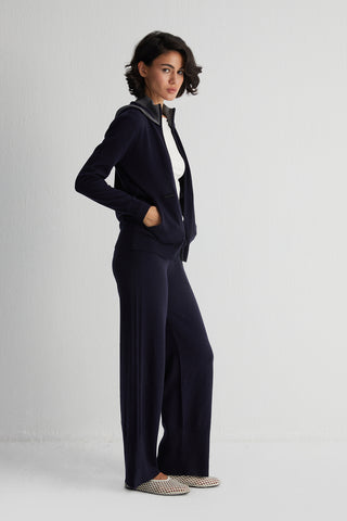 Lacivert Laura Yün Kaşmir Yüksek Triko Pantolon