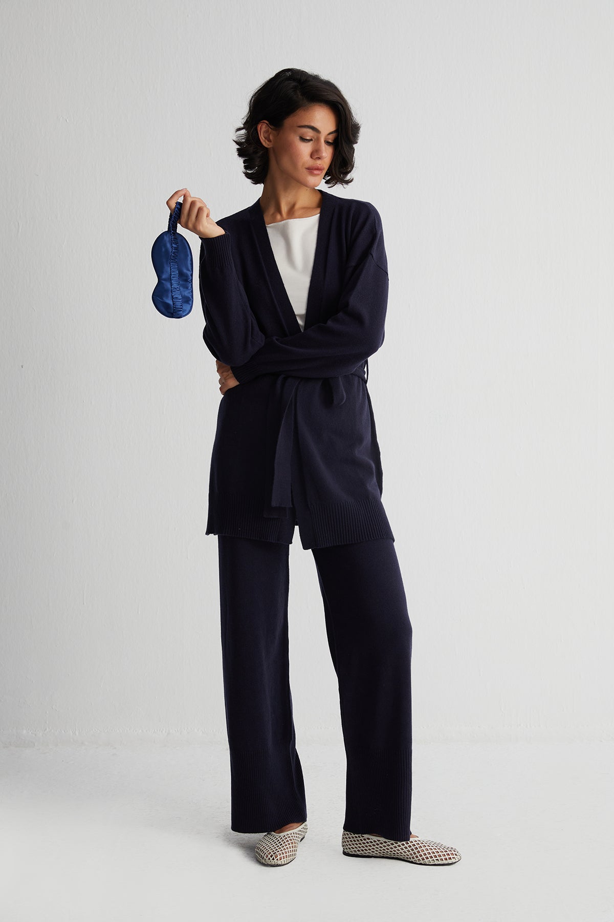 Lacivert Anabel Saf İpek Göz Bandı