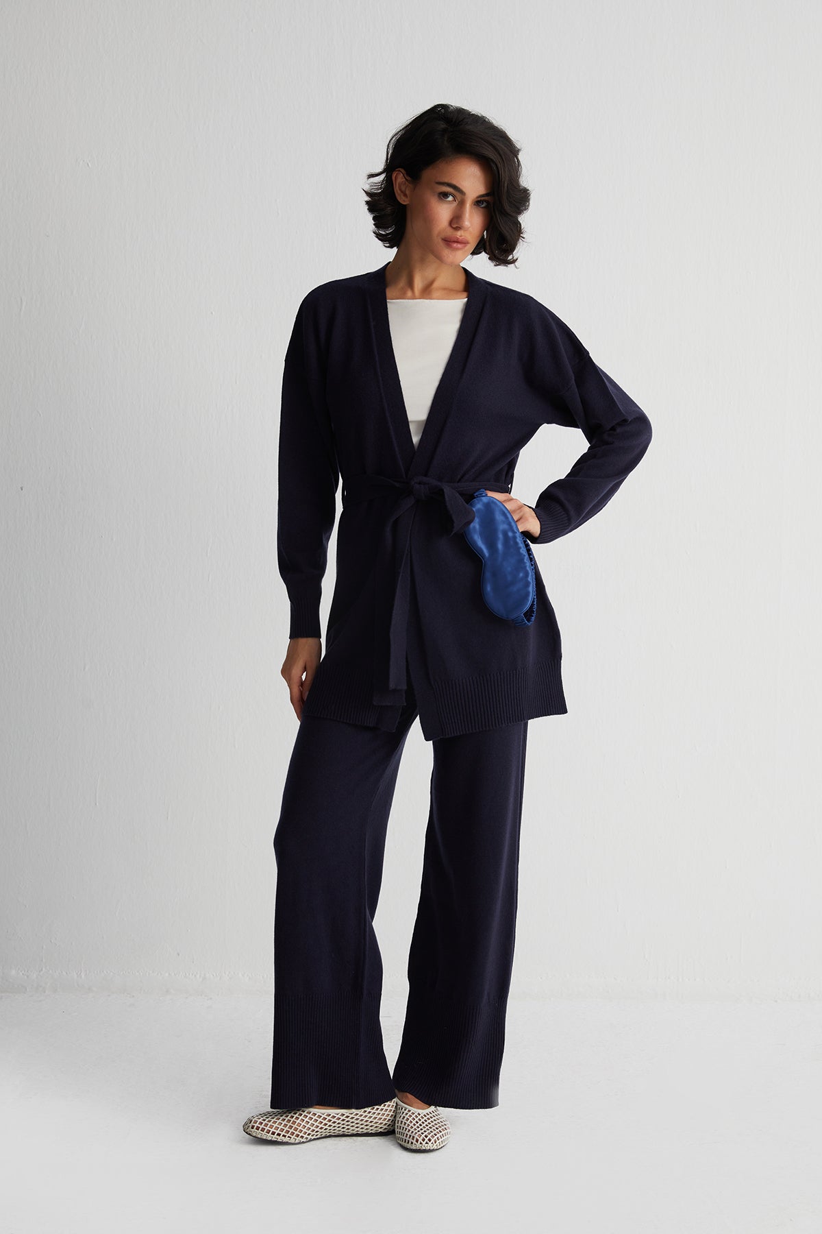 Lacivert Anabel Saf İpek Göz Bandı