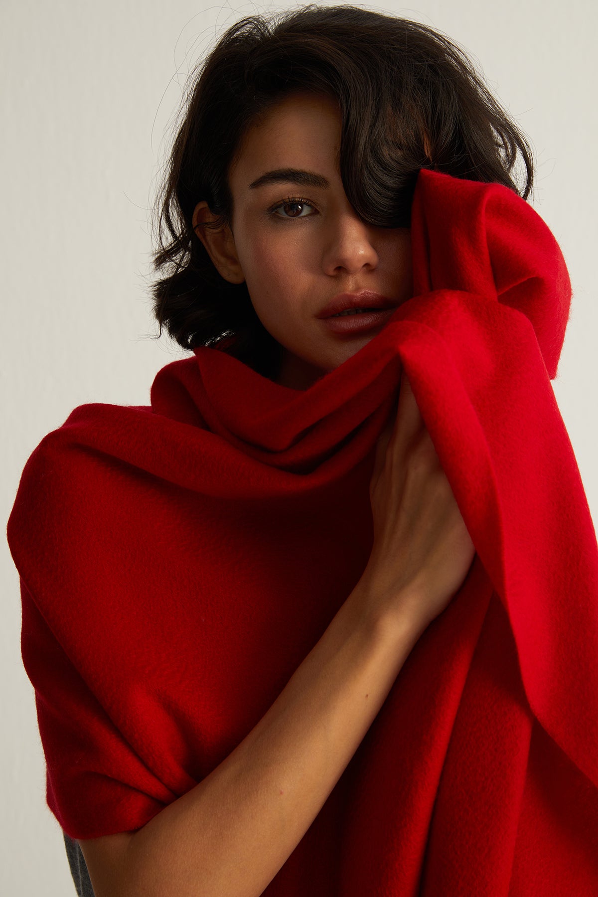 Kırmızı Rose Saf Kaşmir Şal 180x60 cm