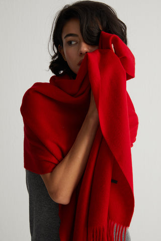 Kırmızı Rose Saf Kaşmir Şal 180x60 cm