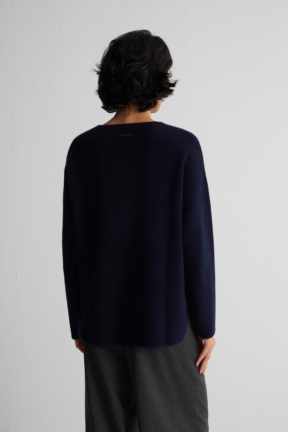 Lacivert Alexia Saf Kaşmir Çelik Örgü Kazak