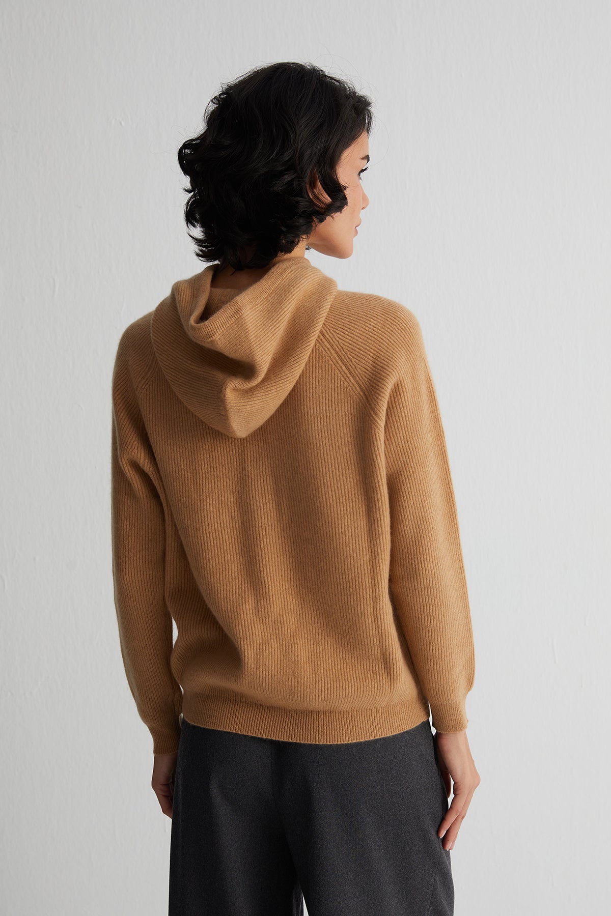 Camel Alexia Saf Kaşmir Ribana Kapüşonlu