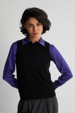 Siyah Alexia Saf Kaşmir Yuvarlak Yaka Süveter