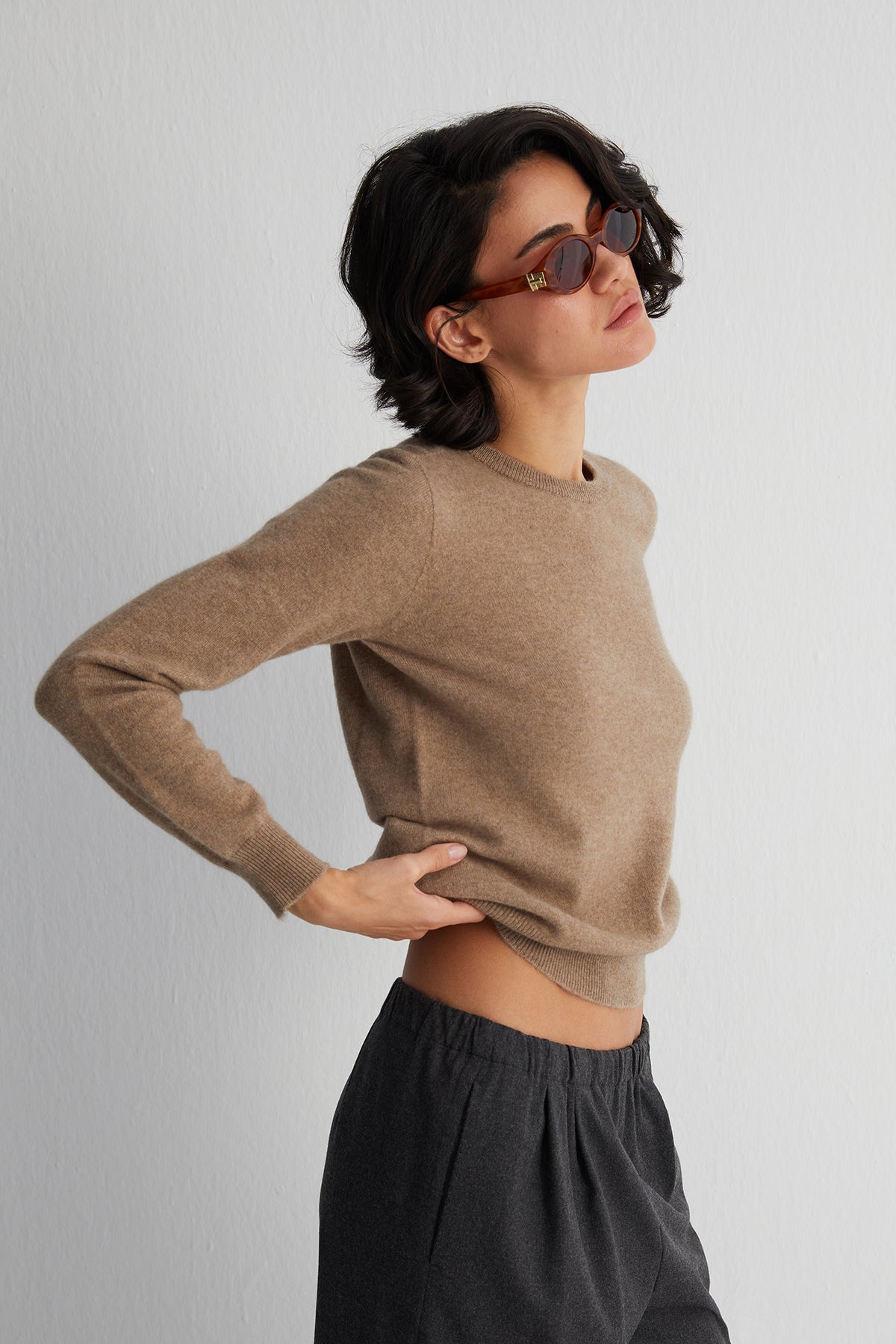 Vizon Alexia Saf Kaşmir Yuvarlak Yaka Kazak