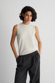 Beyaz Alexia Saf Kaşmir Yuvarlak Yaka Süveter