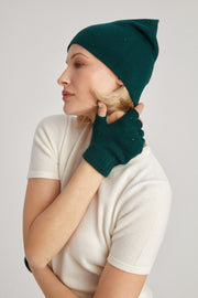 Yeşil Lucia Taş Detaylı Kısa Parmaklı Eldiven