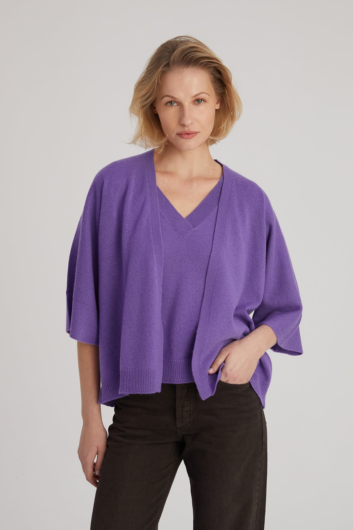 Mor Kostir Saf Kaşmir Hırka