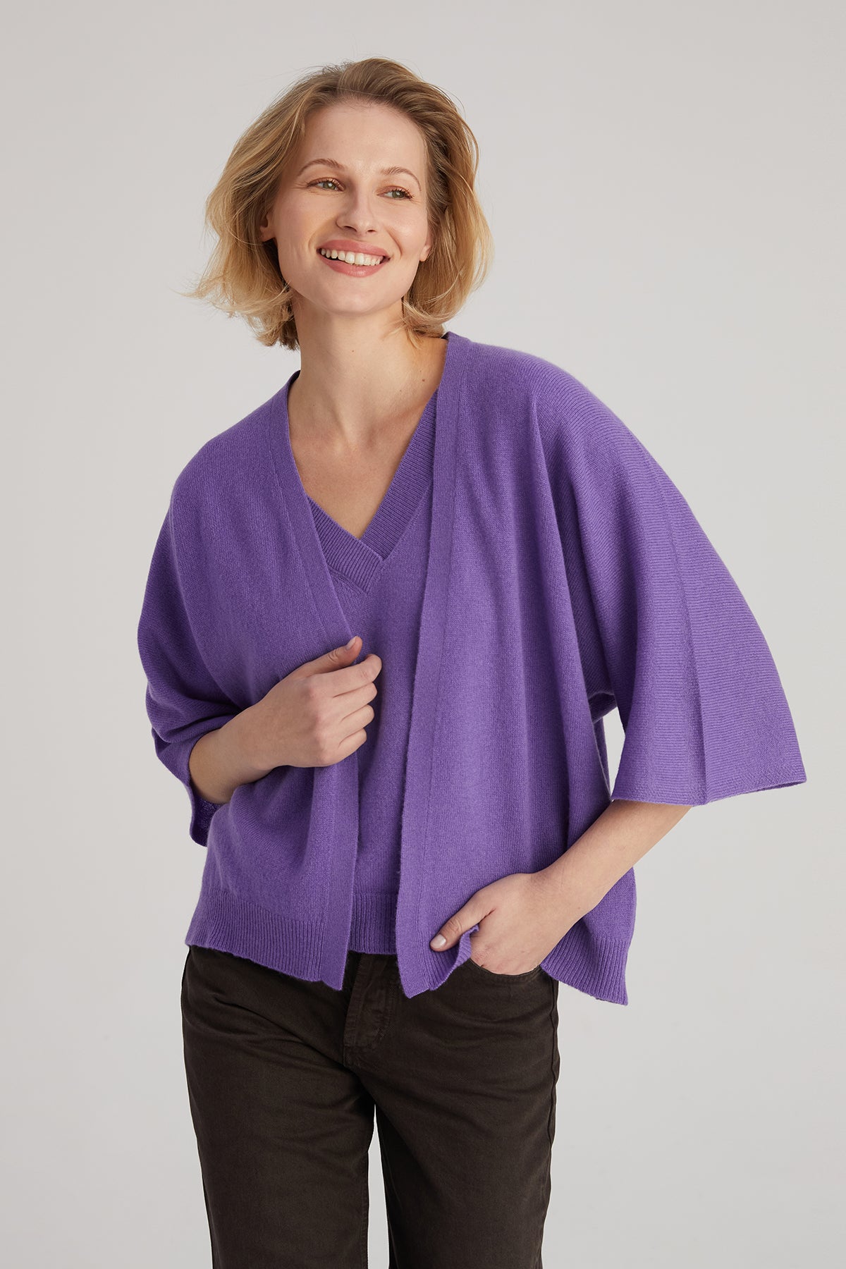 Mor Kostir Saf Kaşmir Hırka