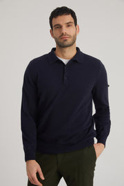 Lacivert Saf Kaşmir Polo Kazak