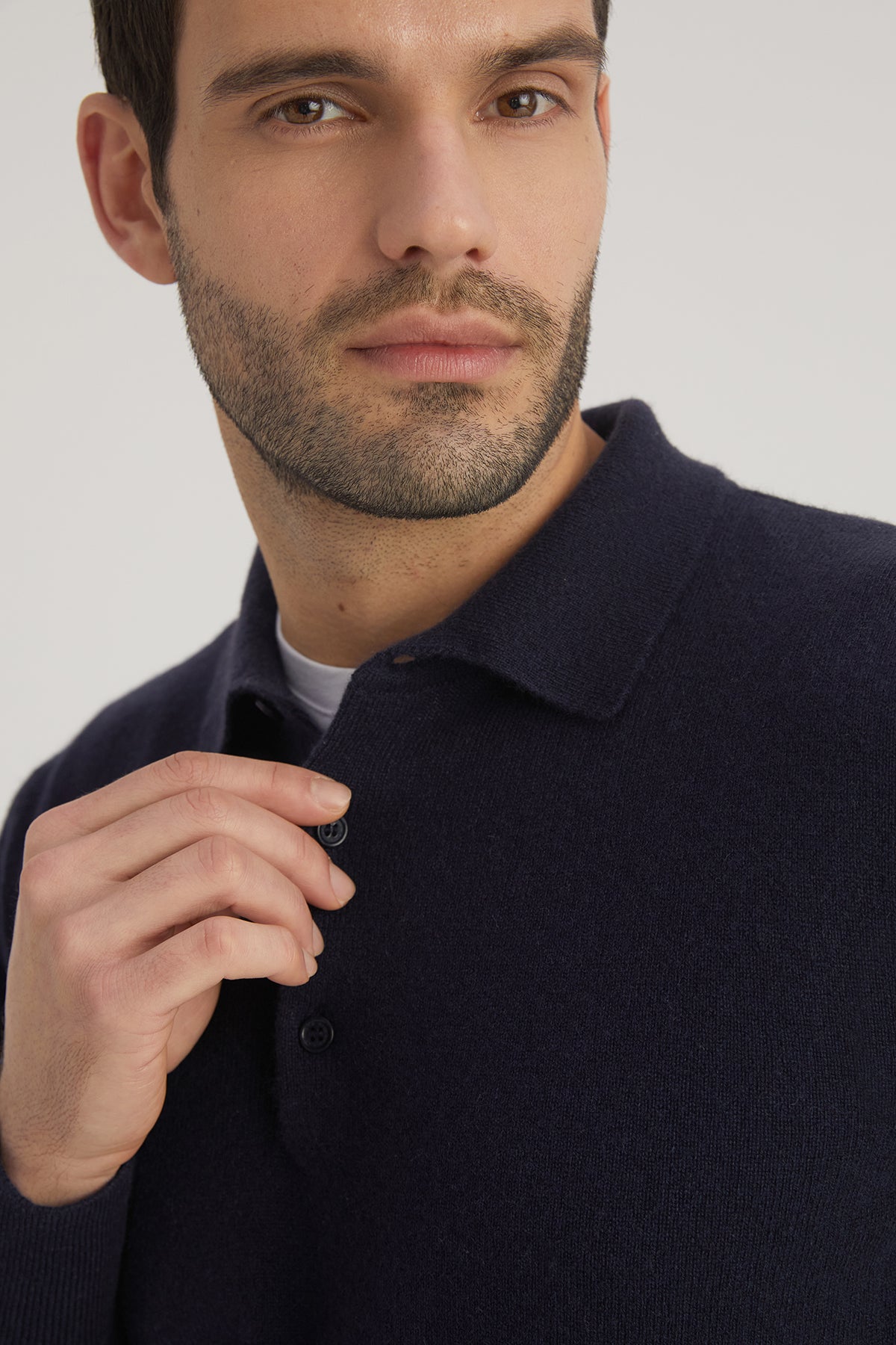 Lacivert Saf Kaşmir Polo Kazak