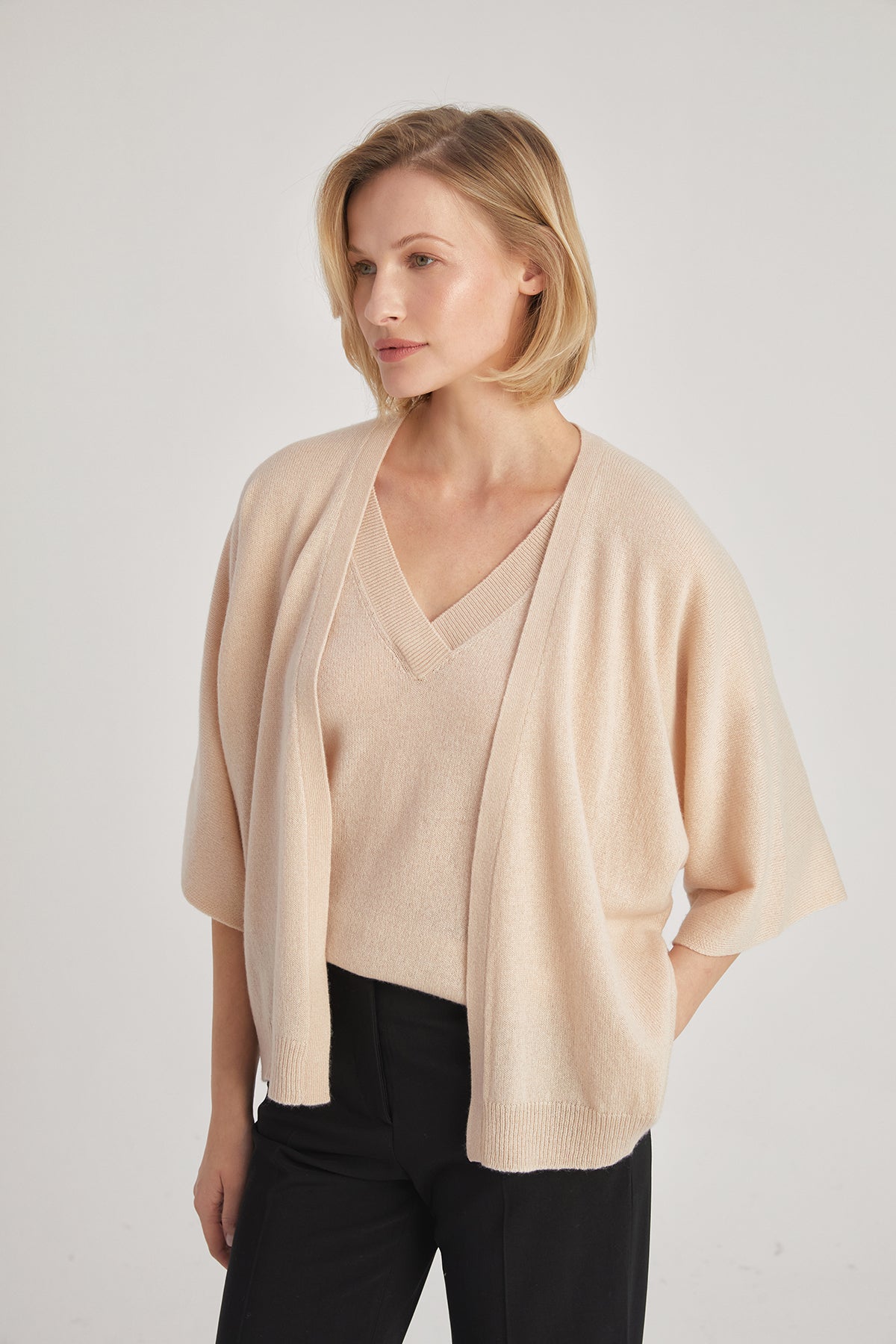 Bej Kostir Saf Kaşmir Hırka